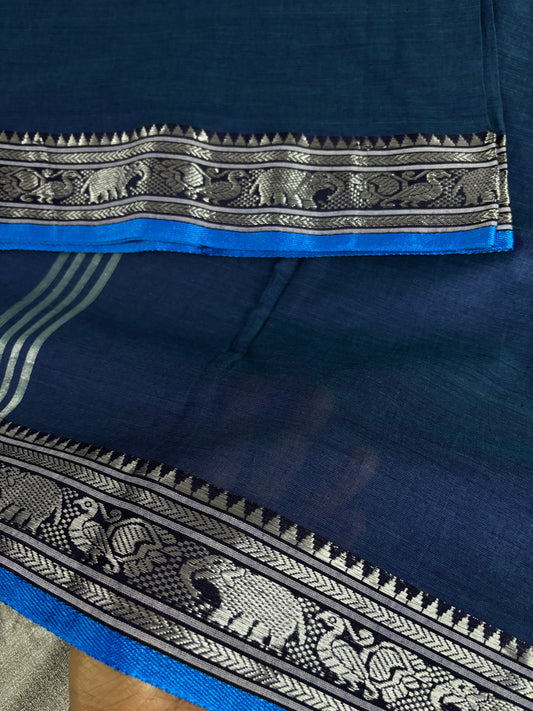 Blue Maheswari Cotton saree
