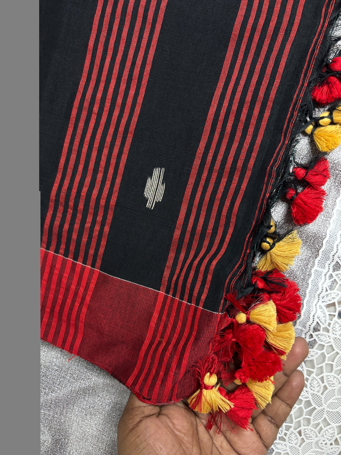 Black Temple Border Saree