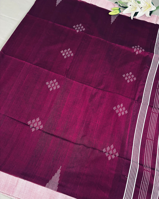 Royal Plum Woven Cotton Saree