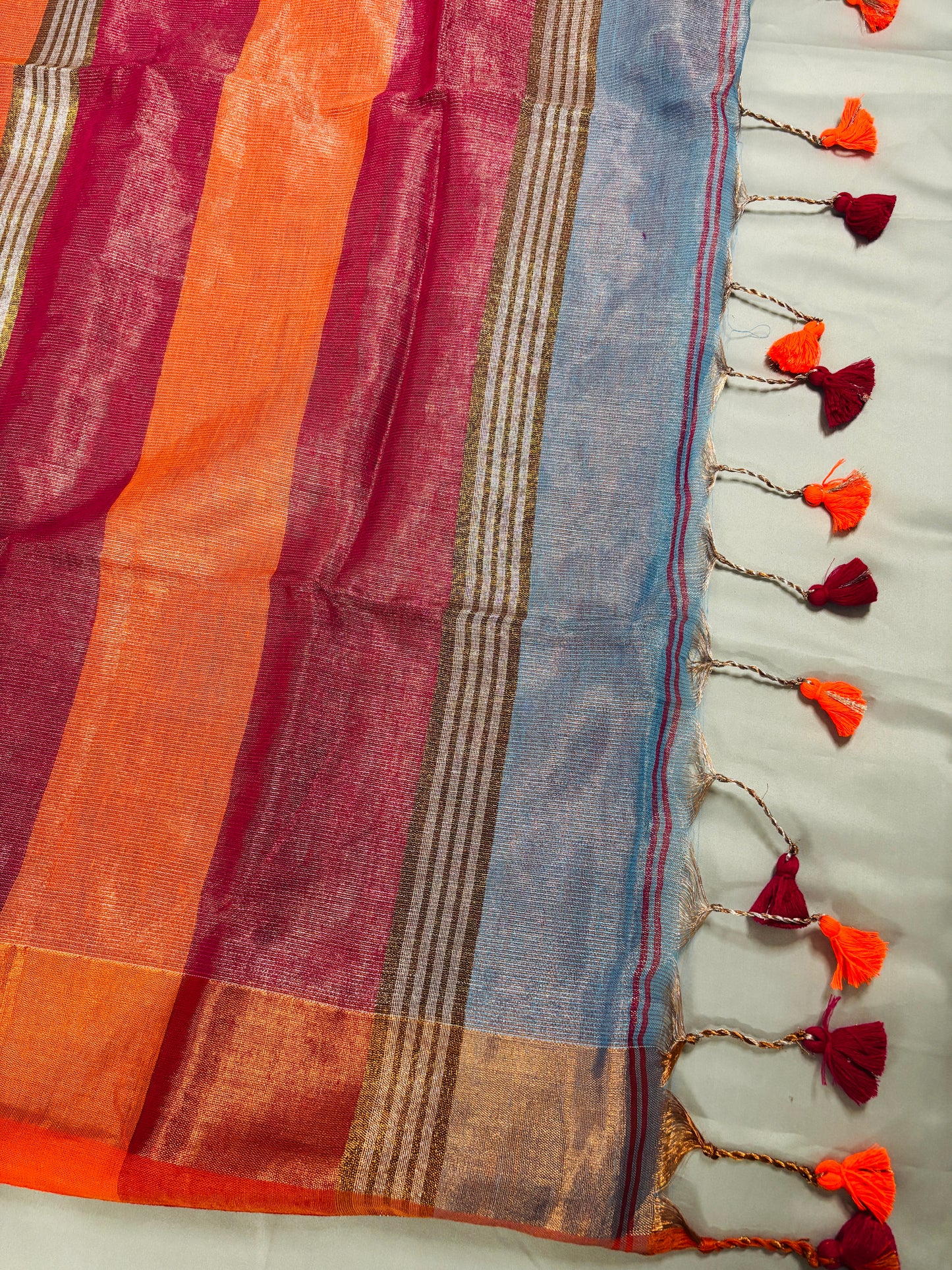 Aqua Élan Tissue Khadi Saree