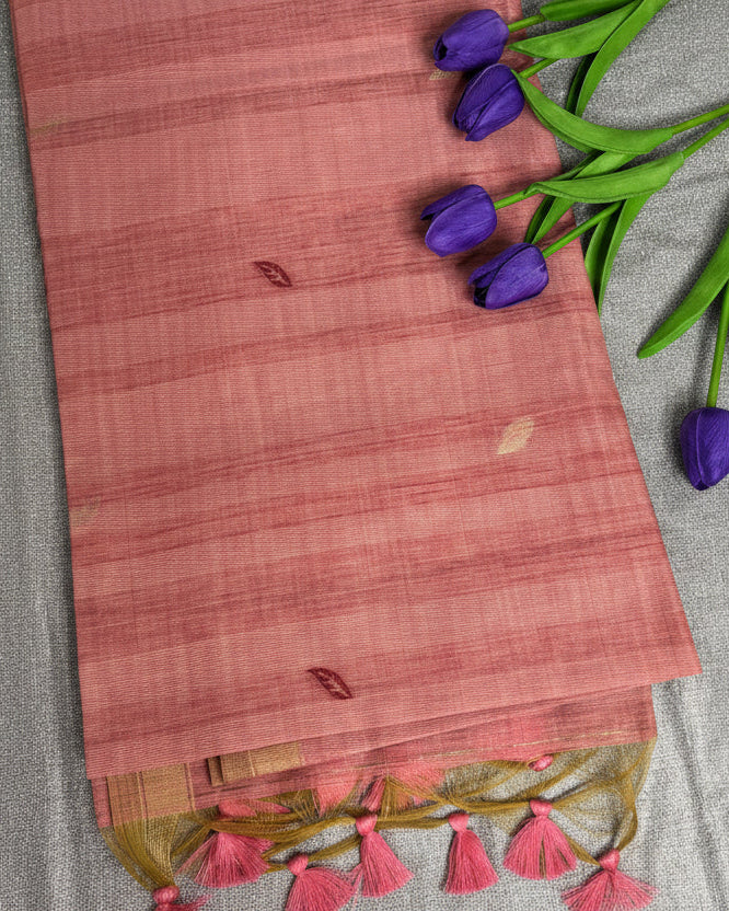 Peach Whisper Ghisa Cotton Saree