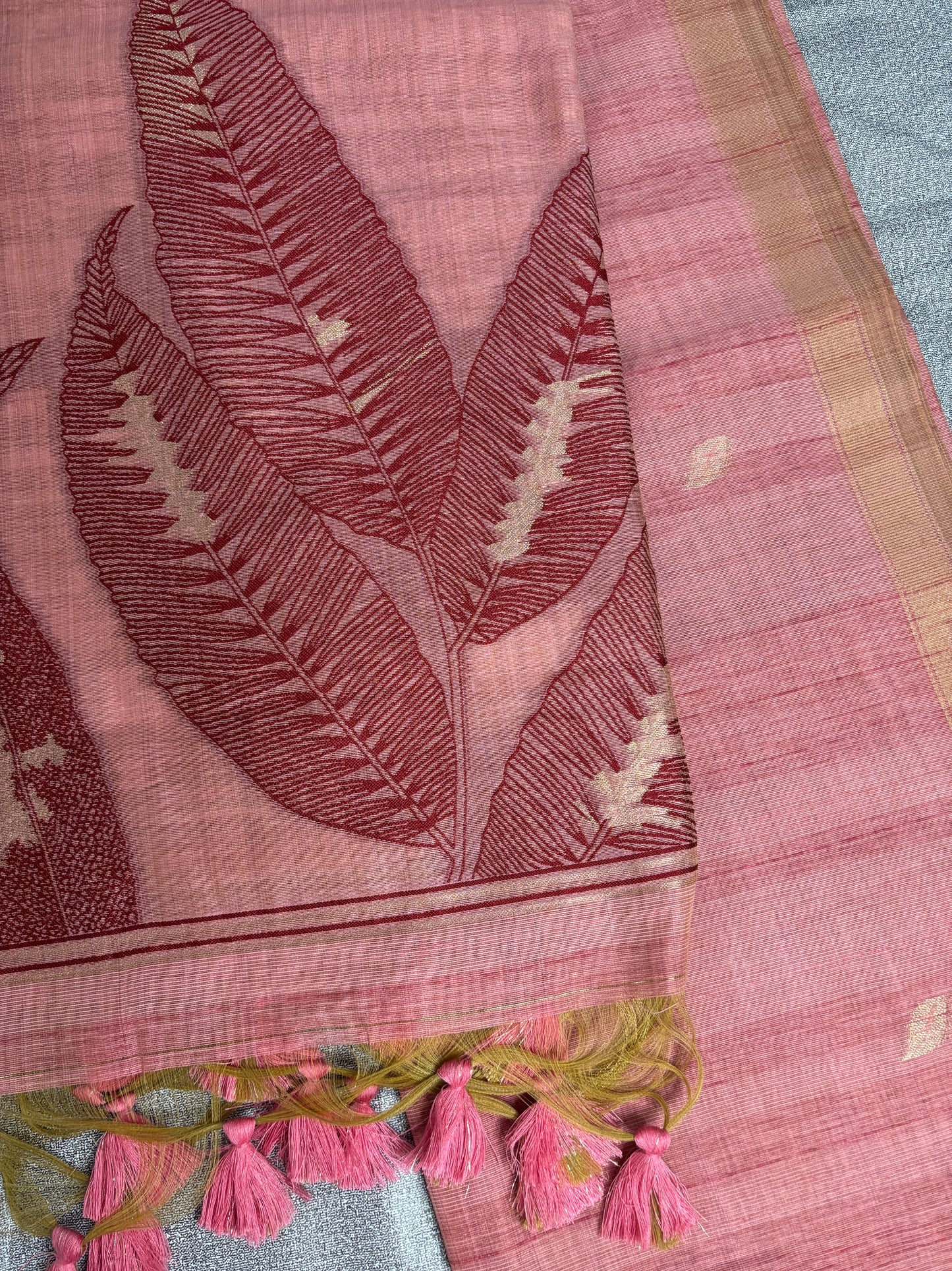 Peach Whisper Ghisa Cotton Saree