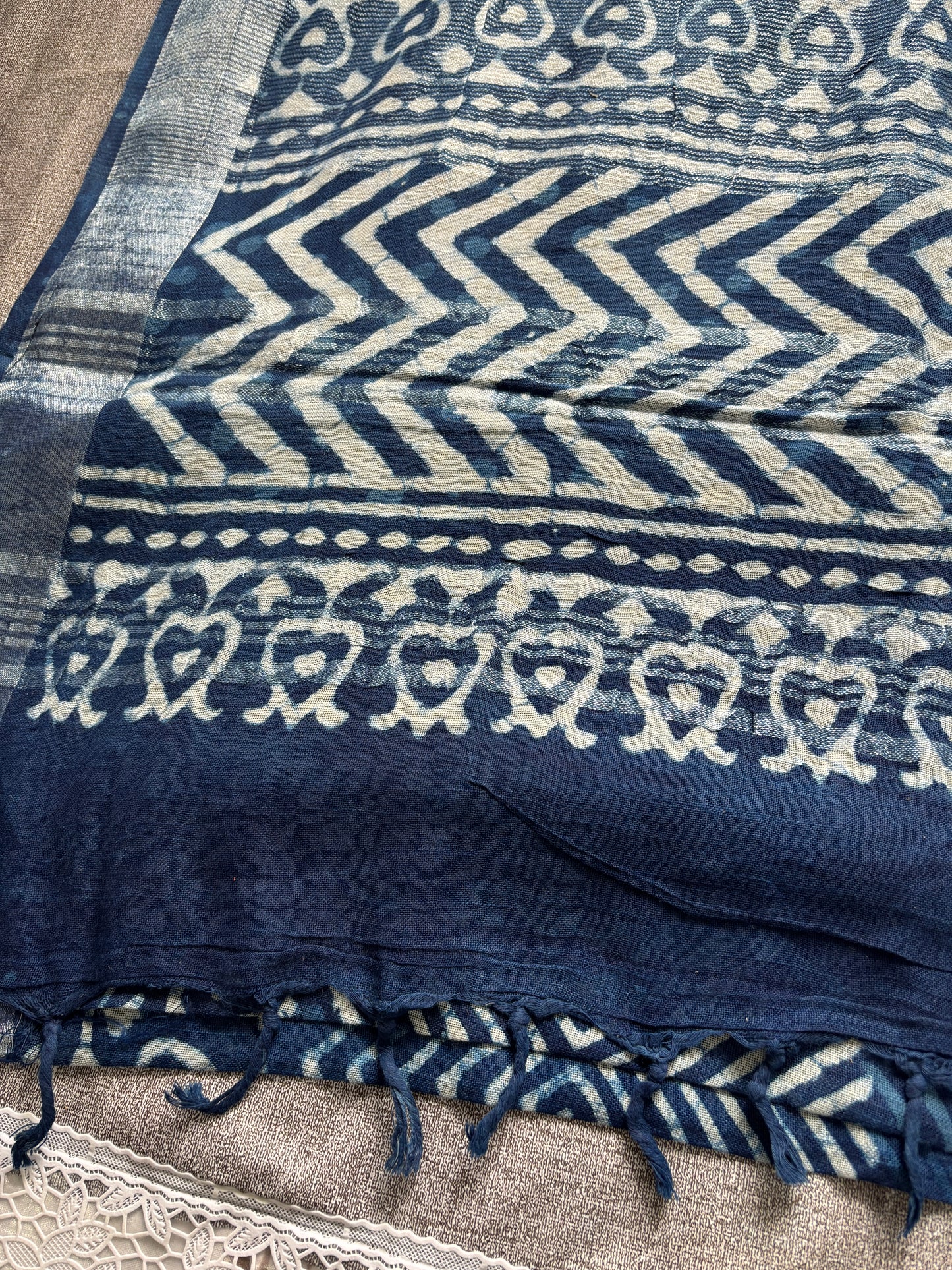Blue Rhythm Linen Saree