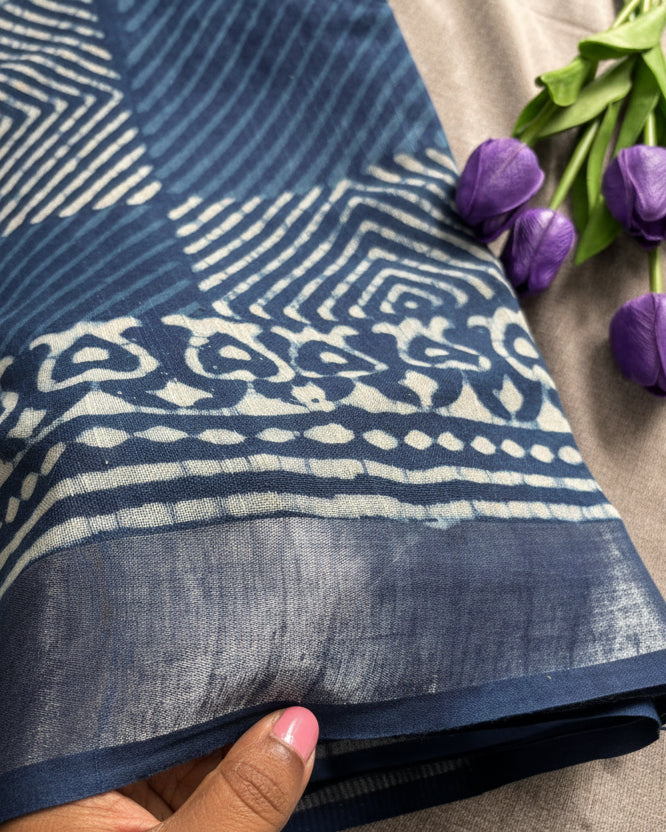 Blue Rhythm Linen Saree