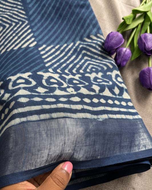 Blue Rhythm Linen Saree