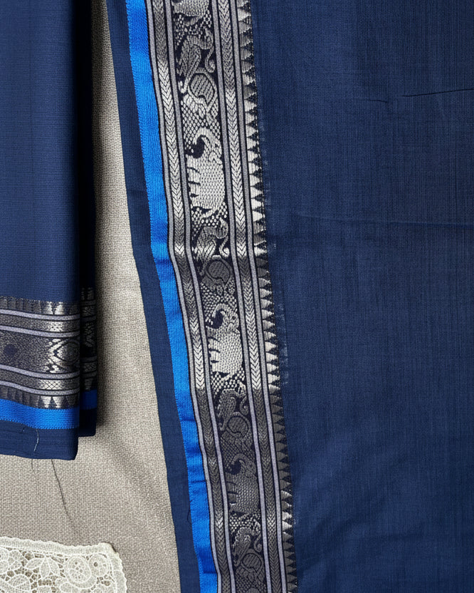 Blue Maheswari Cotton saree