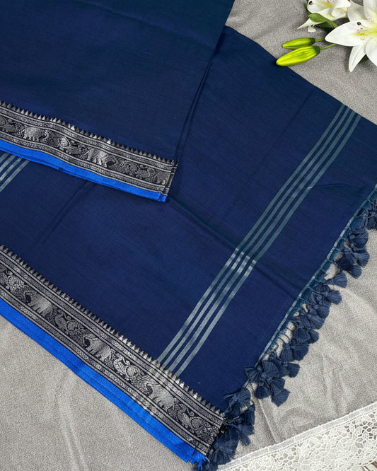 Blue Maheswari Cotton saree