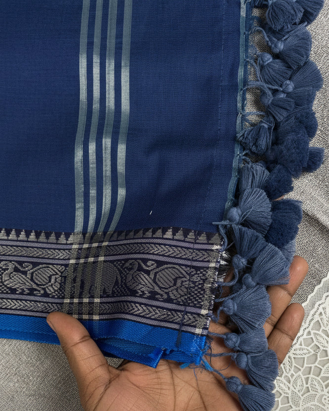 Blue Maheswari Cotton saree