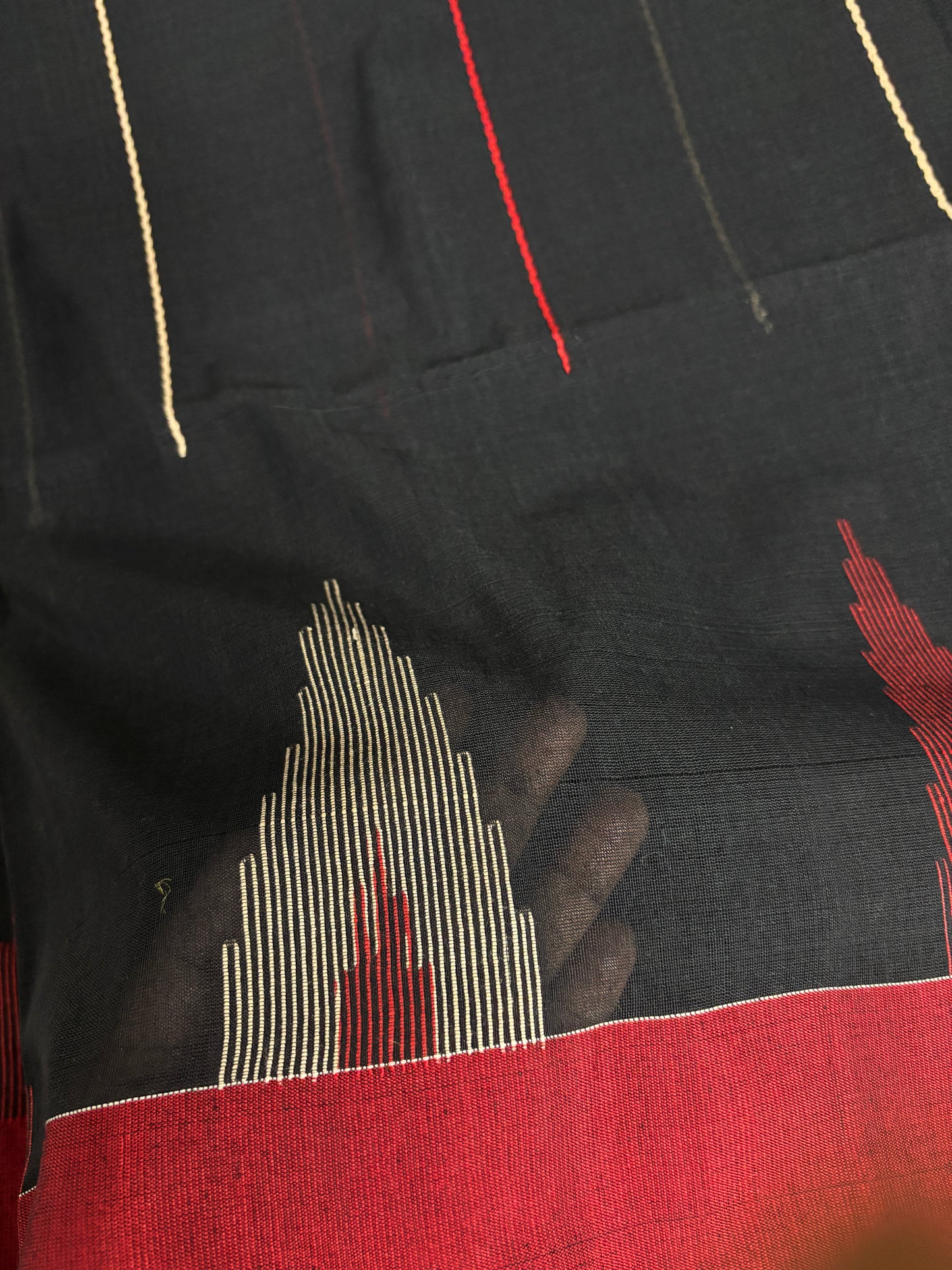 Black Temple Border Saree