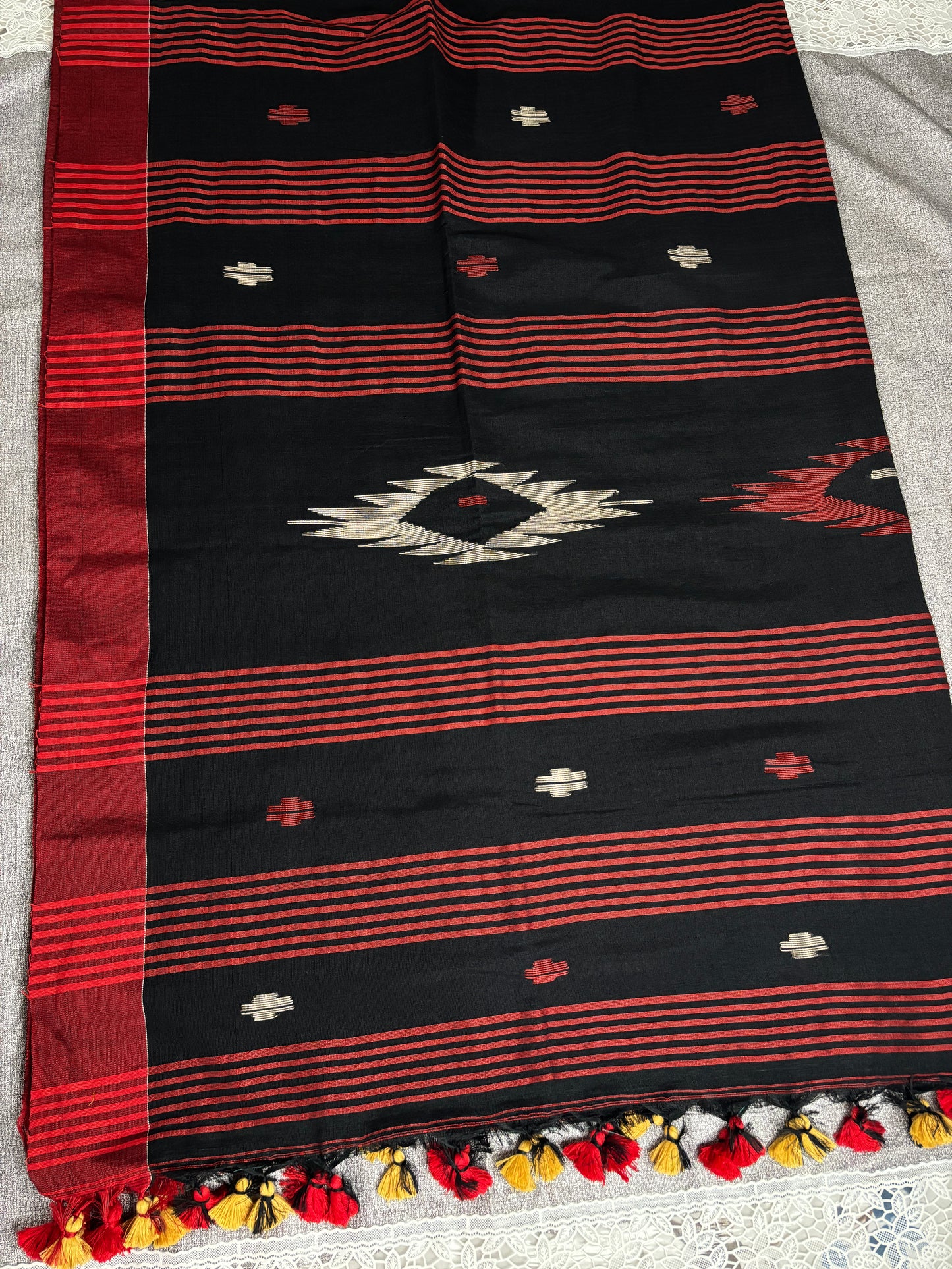 Black Temple Border Saree