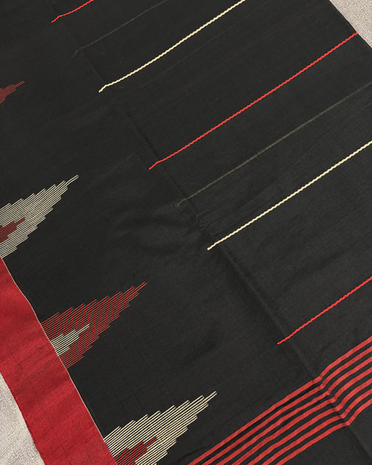 Black Temple Border Saree