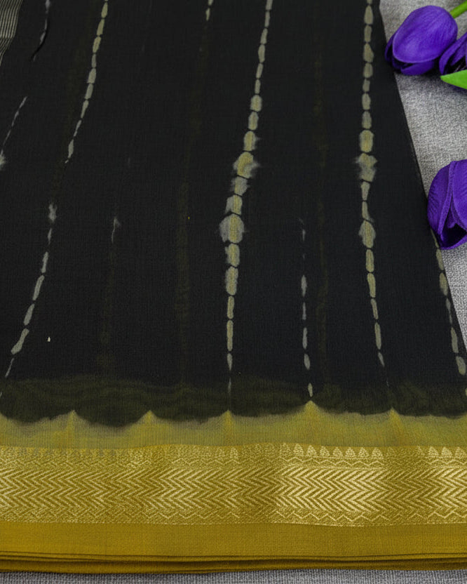 Black Ember Maheswari Silk Saree