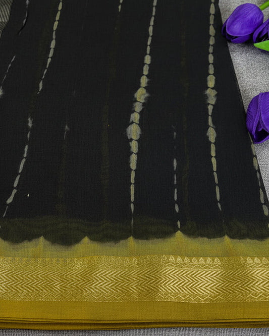 Black Ember Maheswari Silk Saree