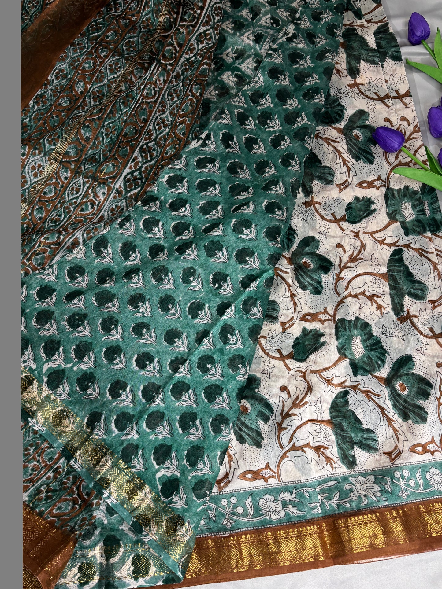 Forest Petals Maheswari Silk Saree