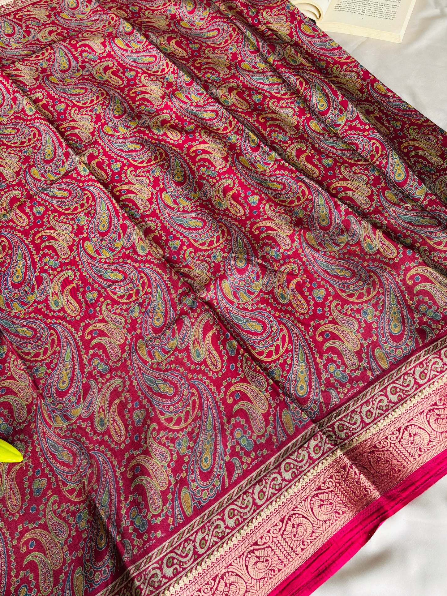 Pink Paisley Dola Silk Saree