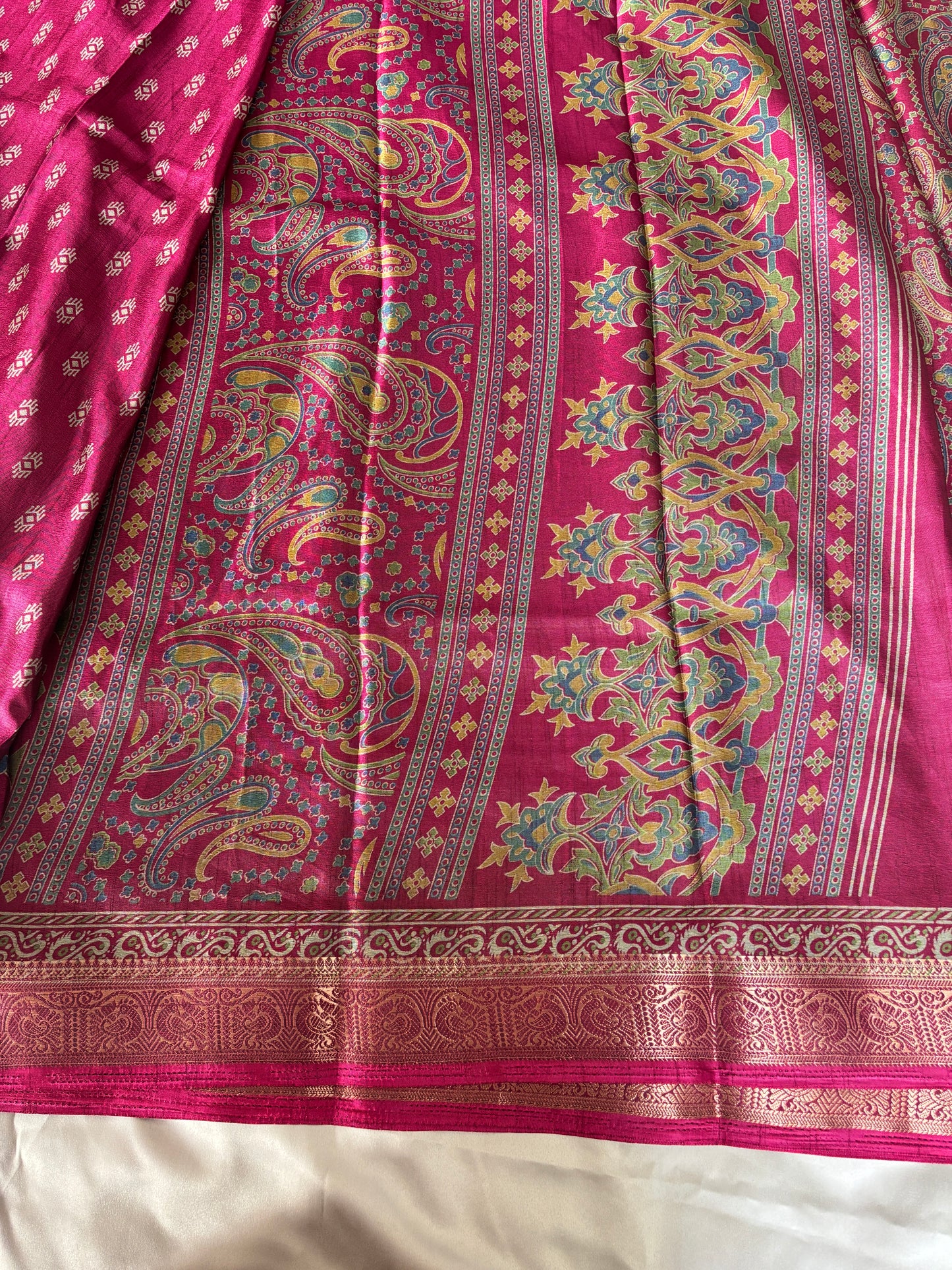 Pink Paisley Dola Silk Saree