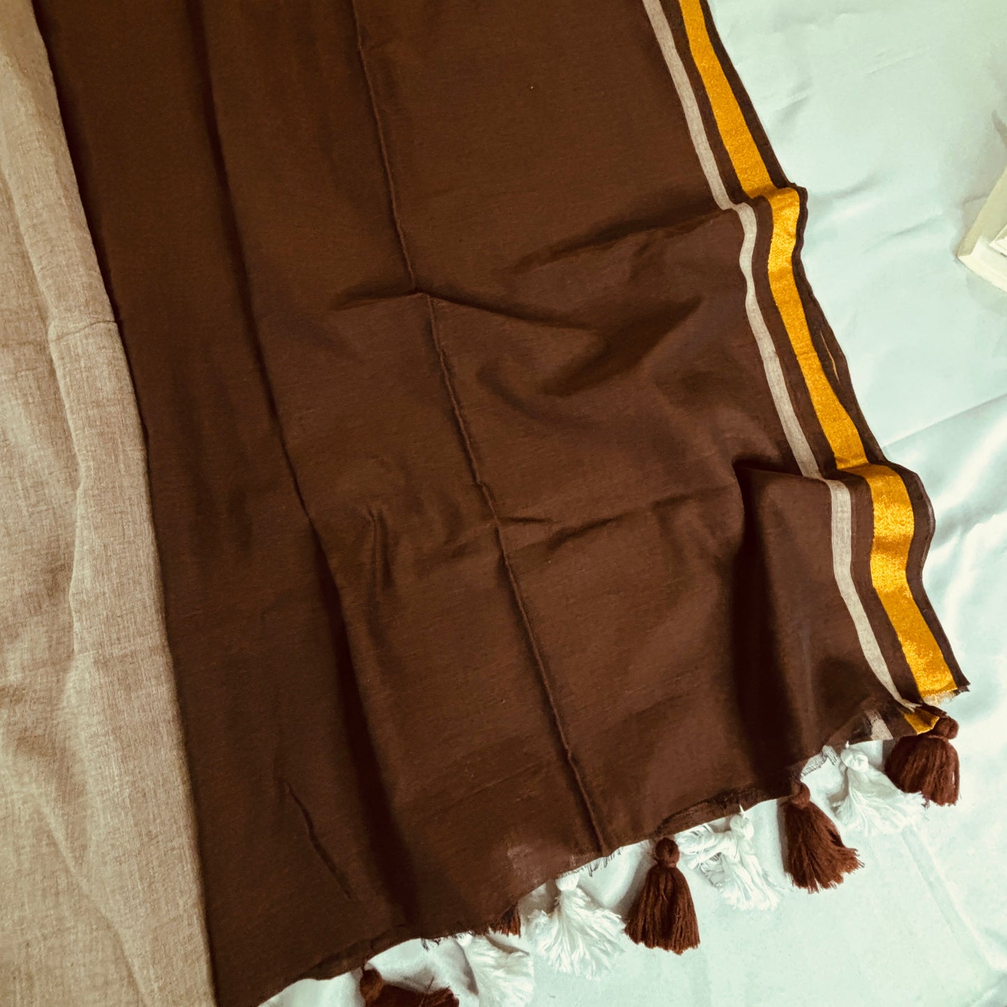 Sand and Soil Brown Mul Cotton Saree