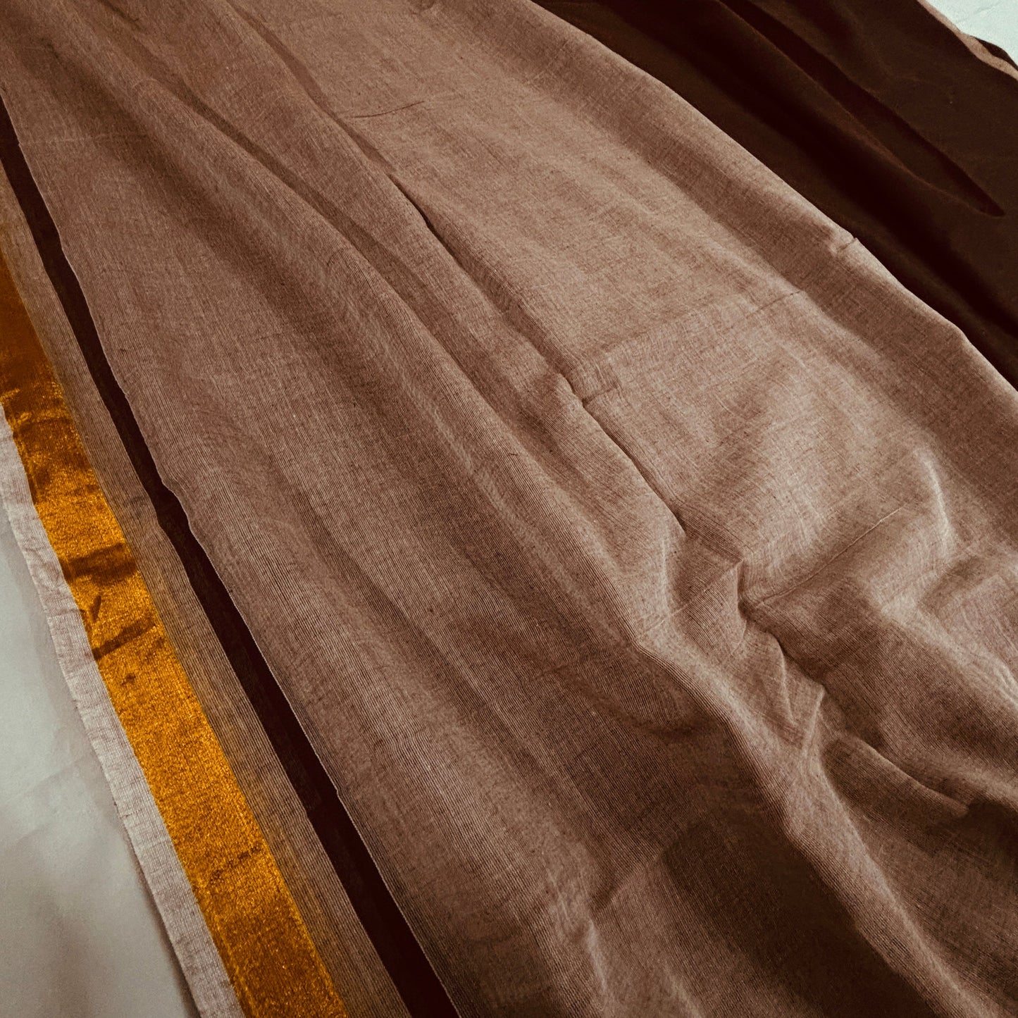 Sand and Soil Brown Mul Cotton Saree