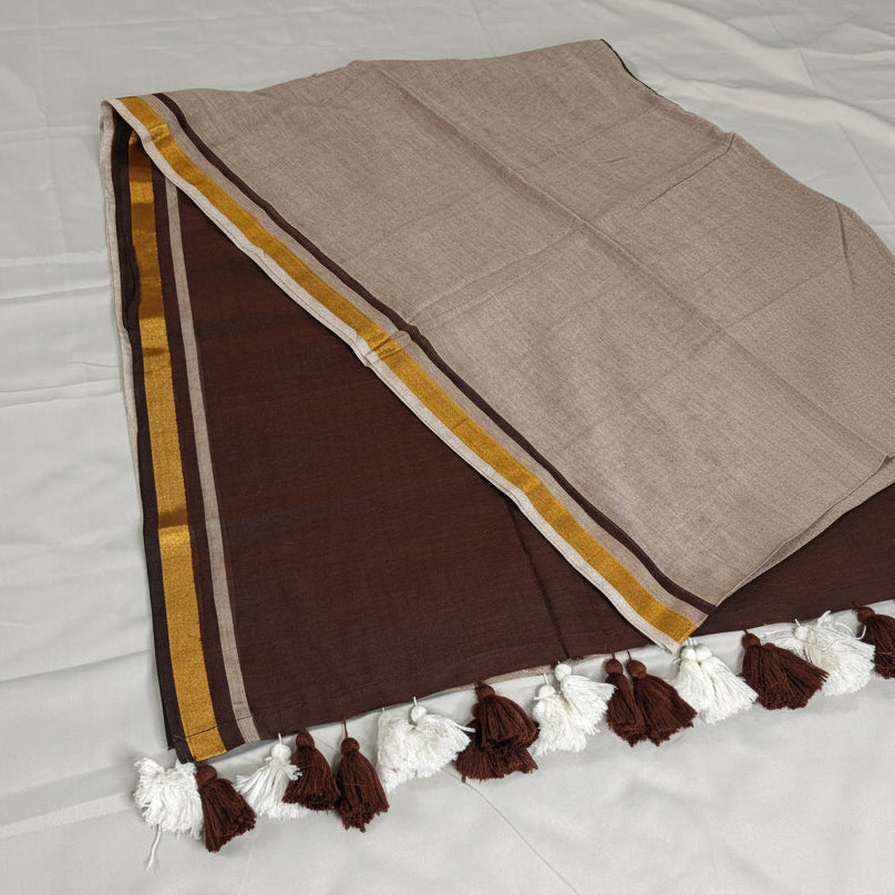 Sand and Soil Brown Mul Cotton Saree