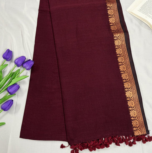 Maroon Gleam Cotton Saree