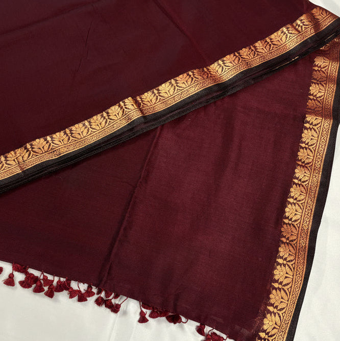 Maroon Gleam Cotton Saree