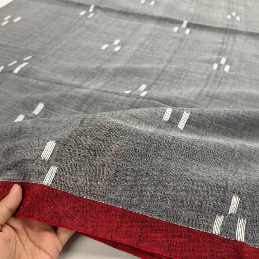 Scarlet Edge Grey Cotton Saree