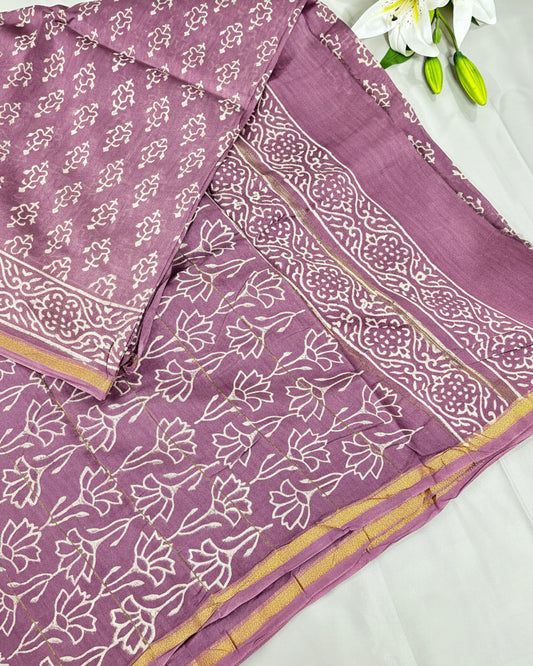 Purple Poise Chanderi Silk Saree