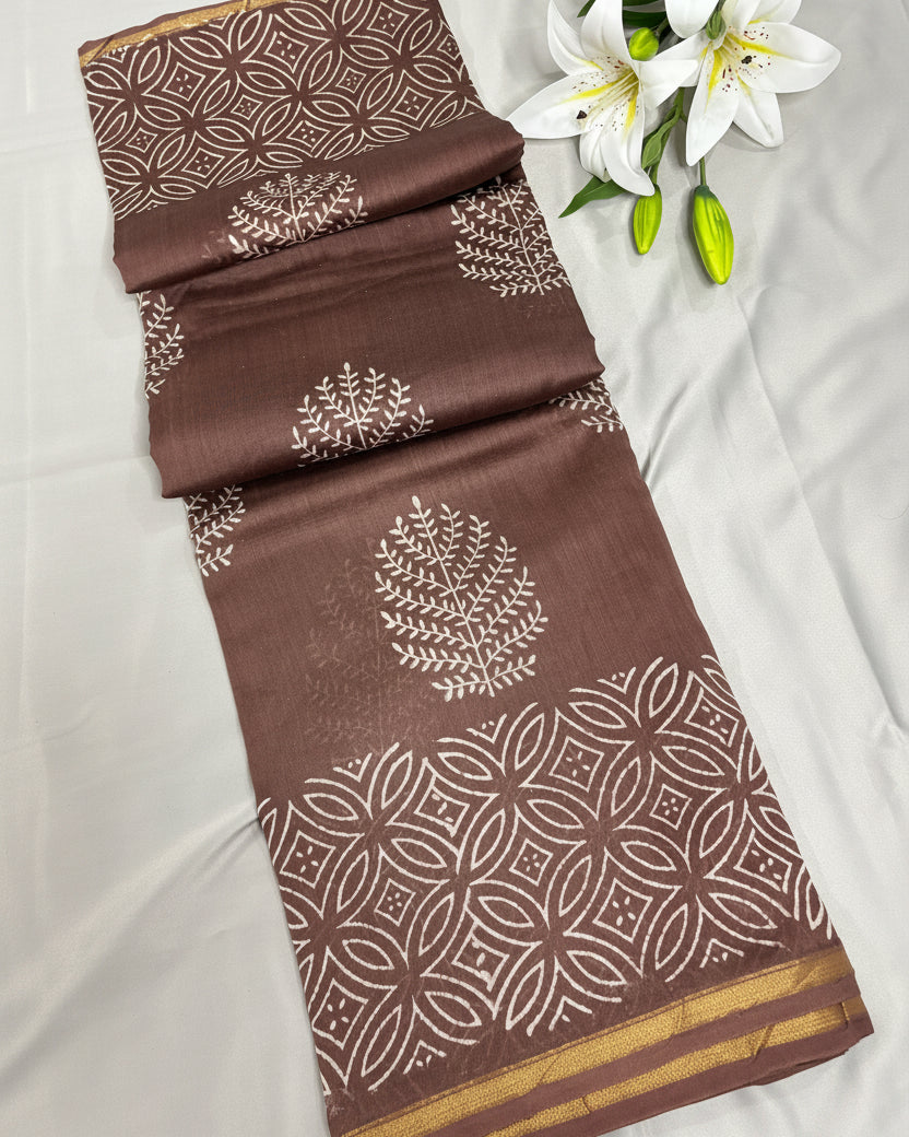 Cocoa Accent Chanderi Silk Saree