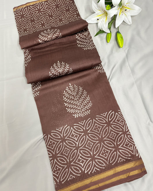 Cocoa Accent Chanderi Silk Saree