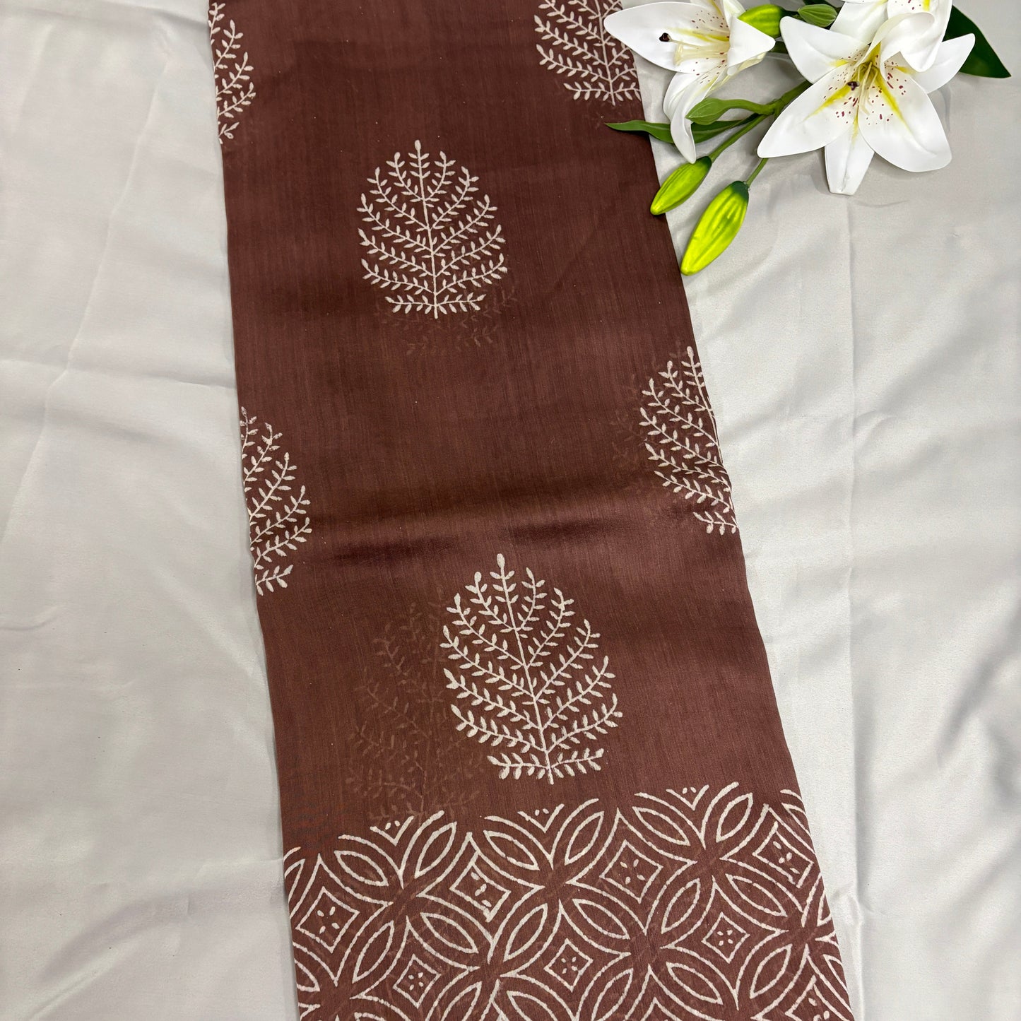 Cocoa Accent Chanderi Silk Saree