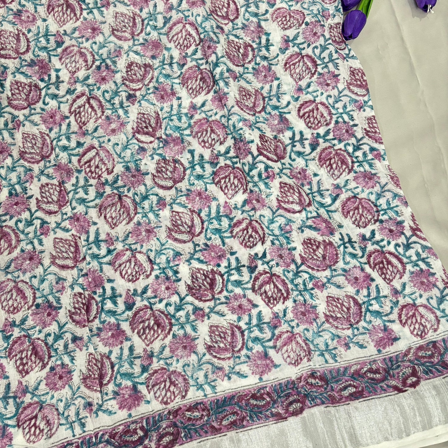 Floral Form  Linen Saree