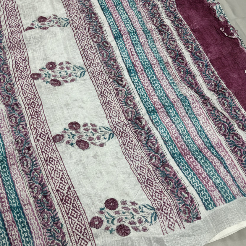 Floral Form  Linen Saree