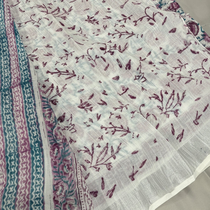 Floral Form  Linen Saree