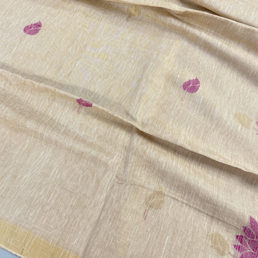 Ivory Aura Woven Tissue Linen Saree