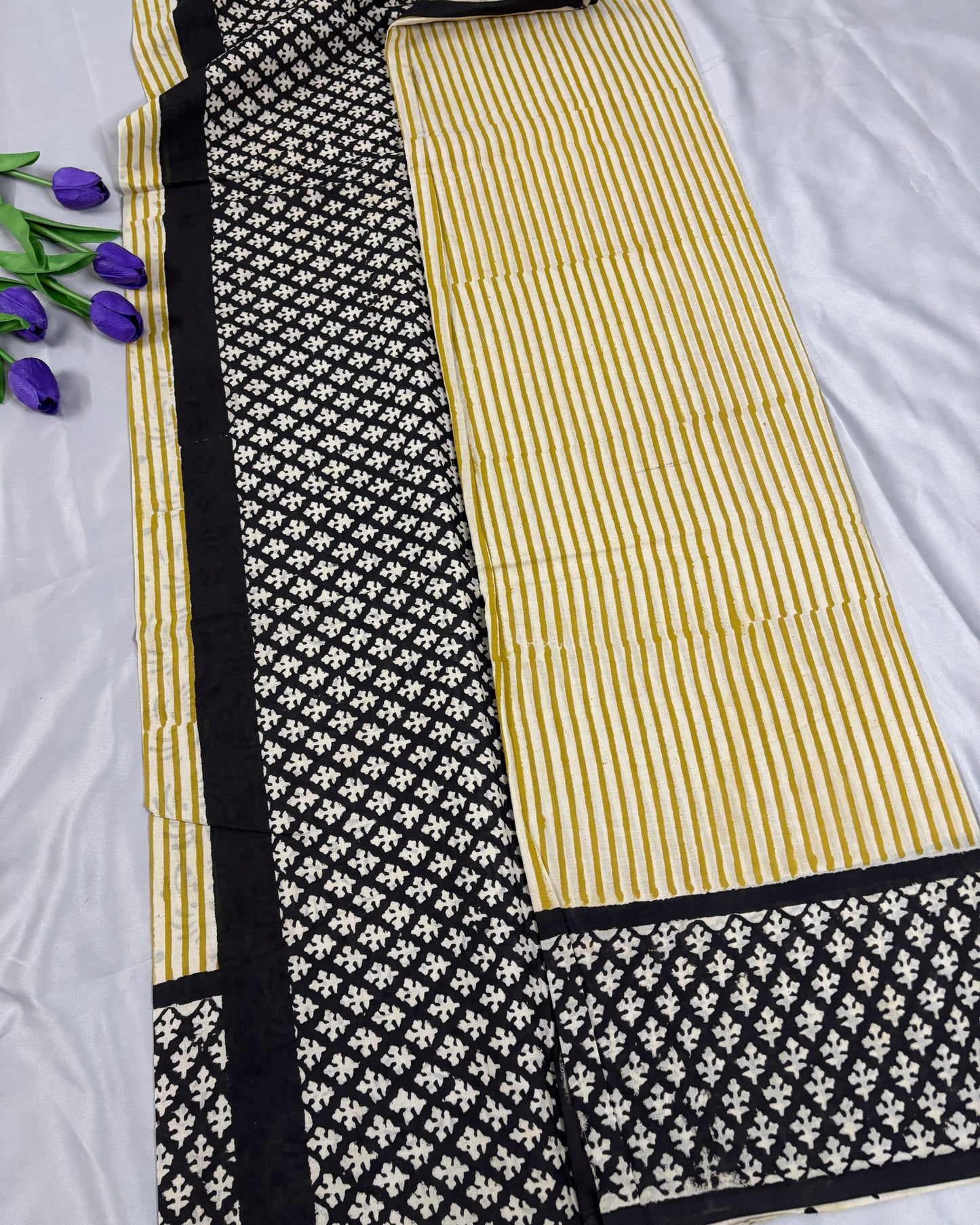 Citrine Classic Yellow Cotton Saree