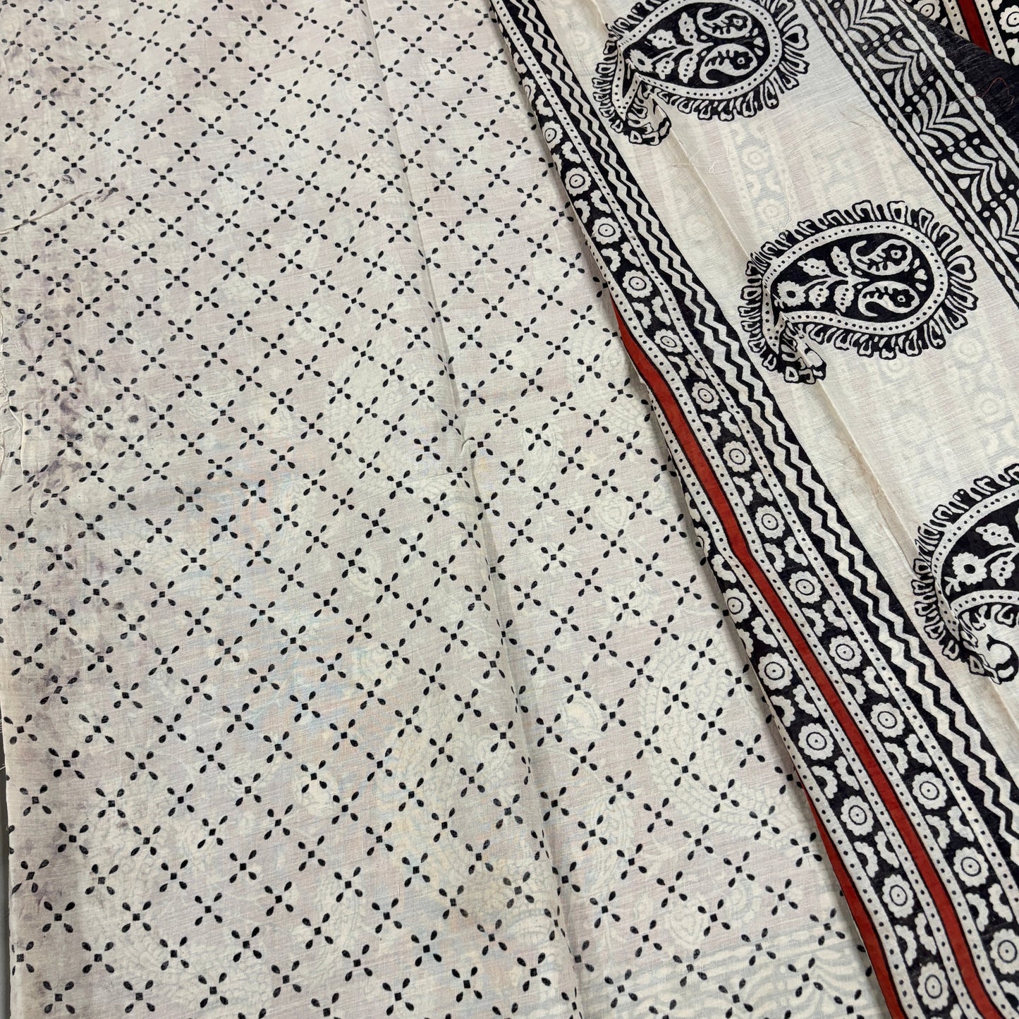 Scarlet Mor Red Cotton Saree