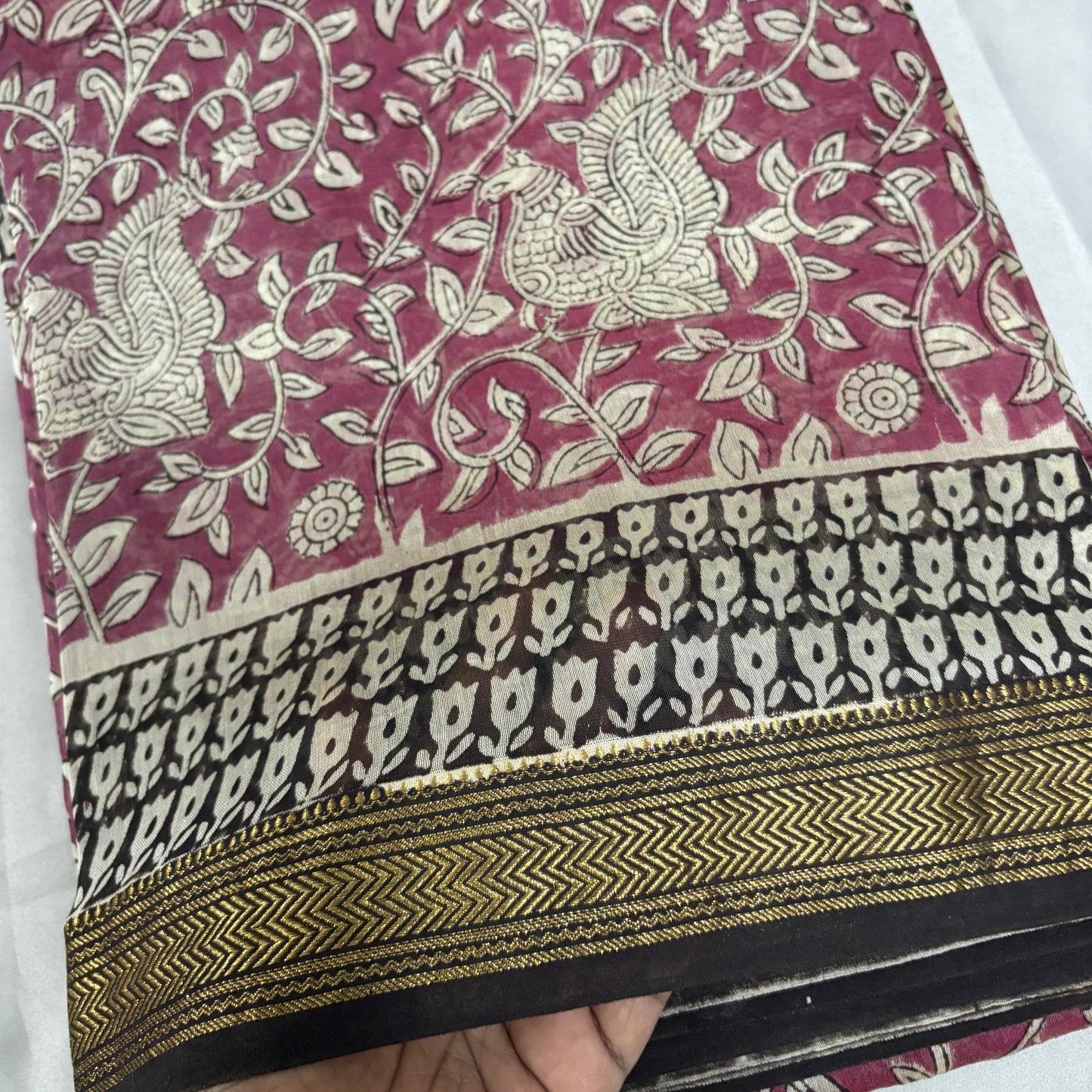 Rosy Dusk Maheswari Silk Saree