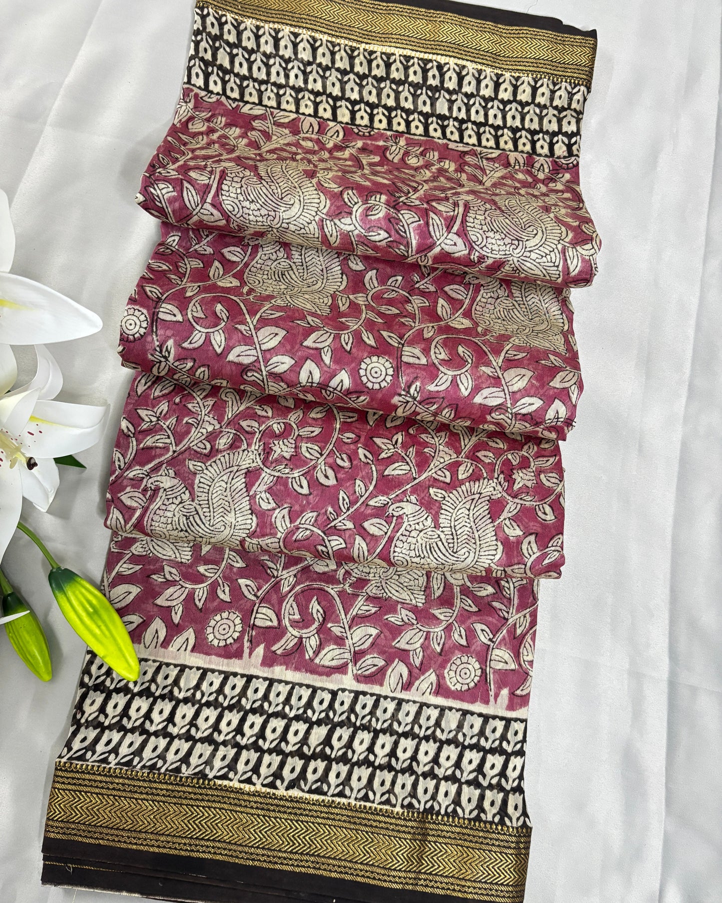 Rosy Dusk Maheswari Silk Saree