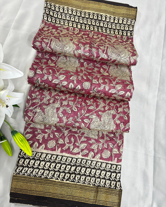 Rosy Dusk Maheswari Silk Saree