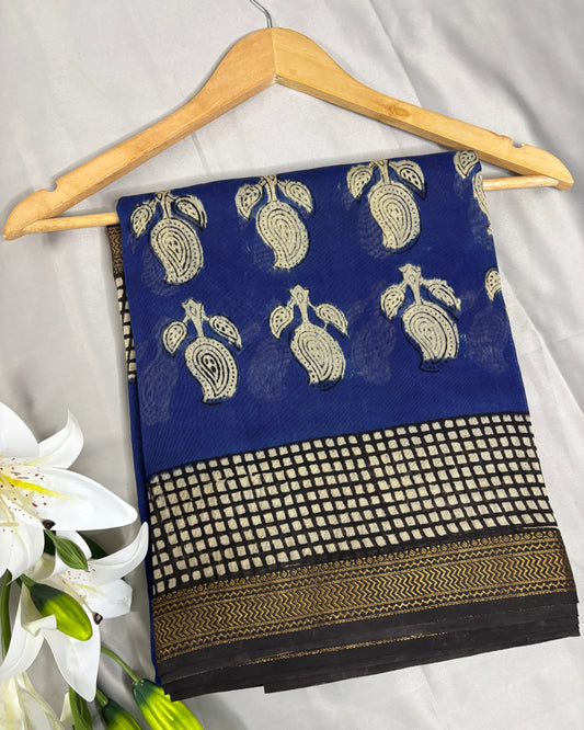 Indigo Grace Maheswari Silk Saree