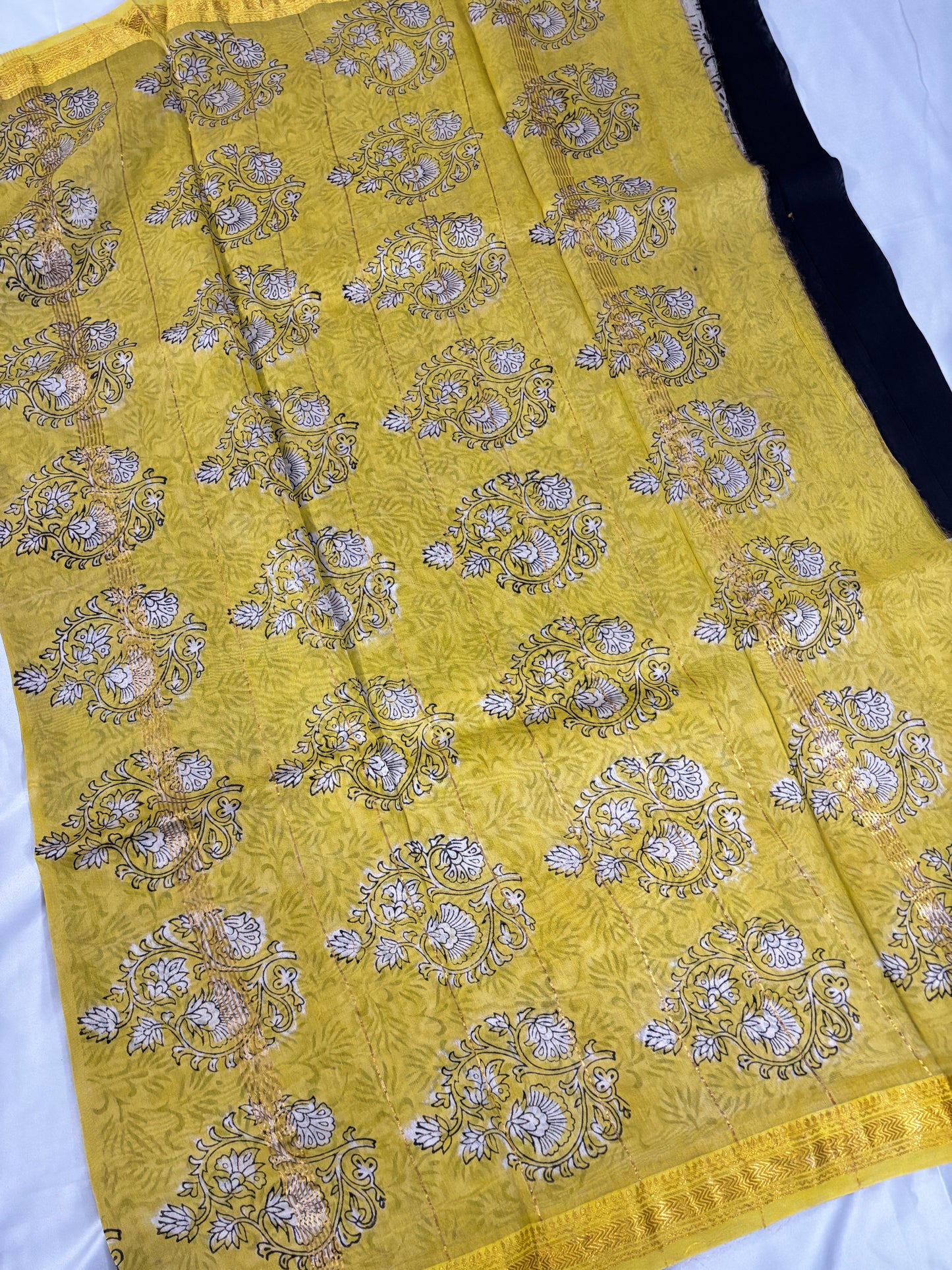 Midnight Marigold Maheswari Silk Saree