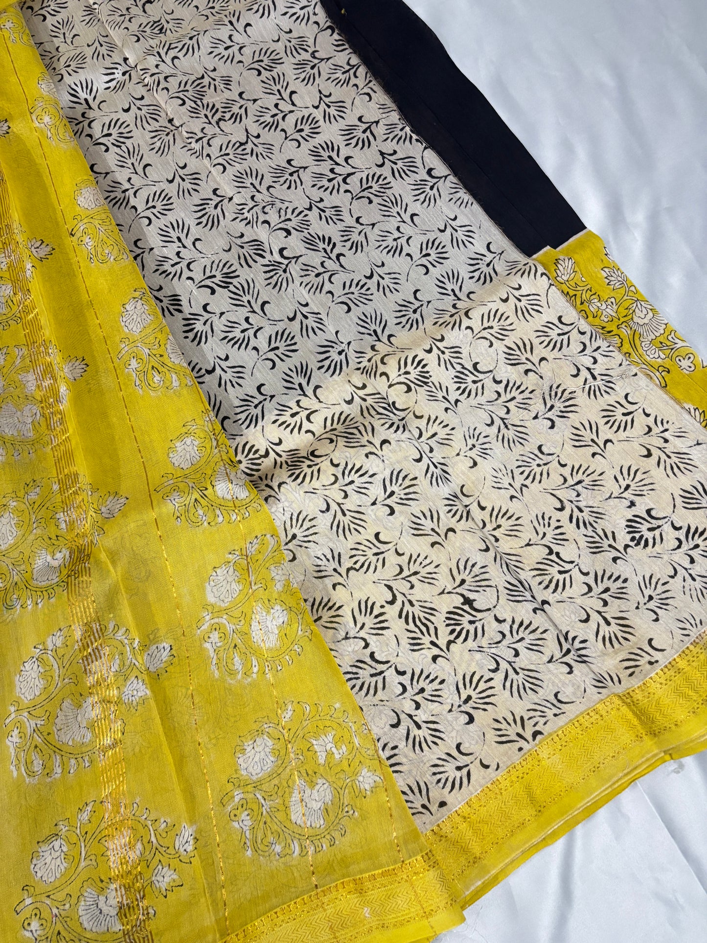 Midnight Marigold Maheswari Silk Saree