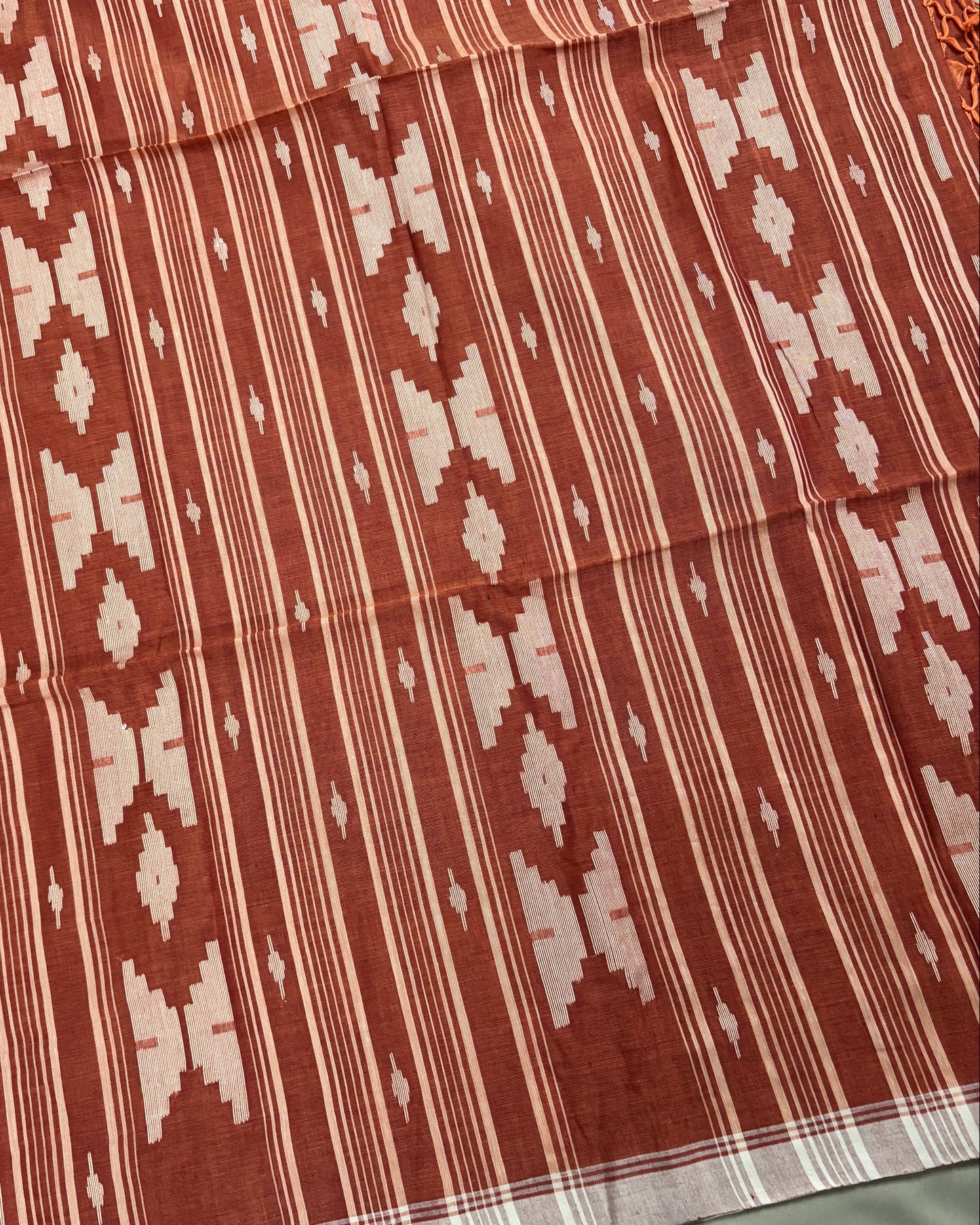 Terracotta Grace Cotton Jamdani Saree