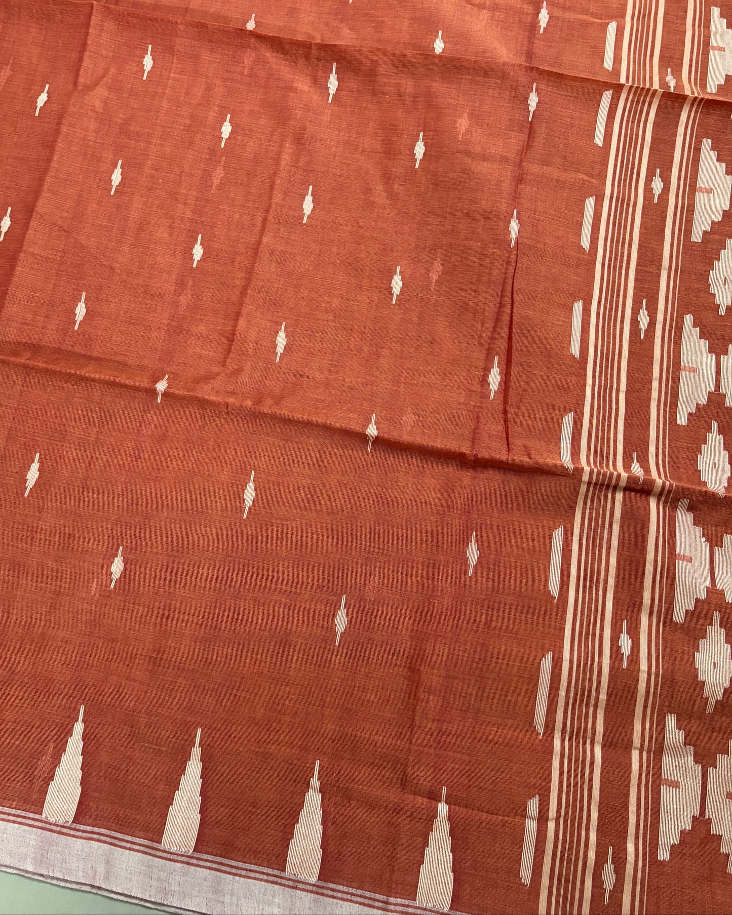 Terracotta Grace Cotton Jamdani Saree