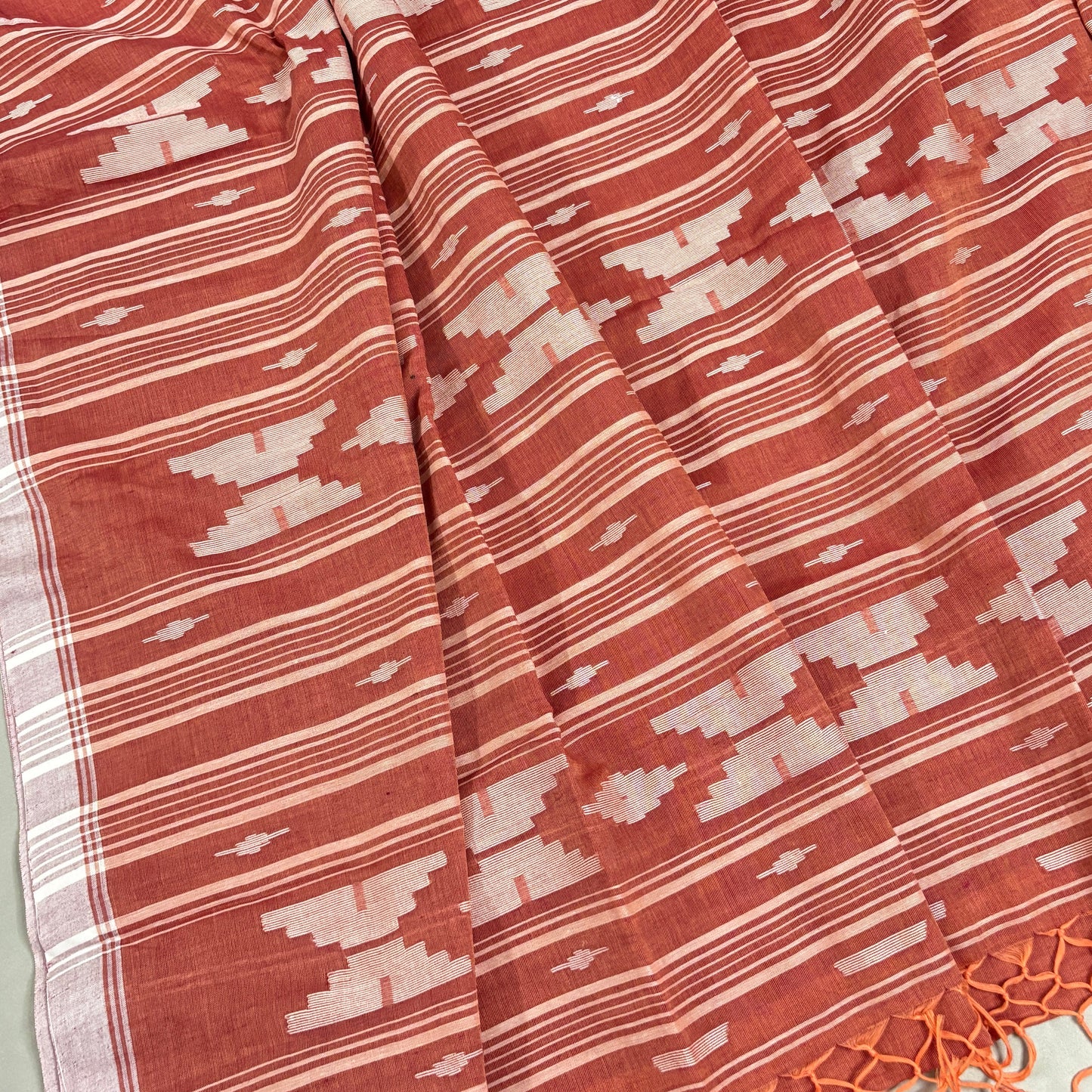 Terracotta Grace Cotton Jamdani Saree
