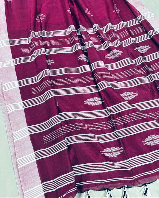 Royal Plum Woven Cotton Saree