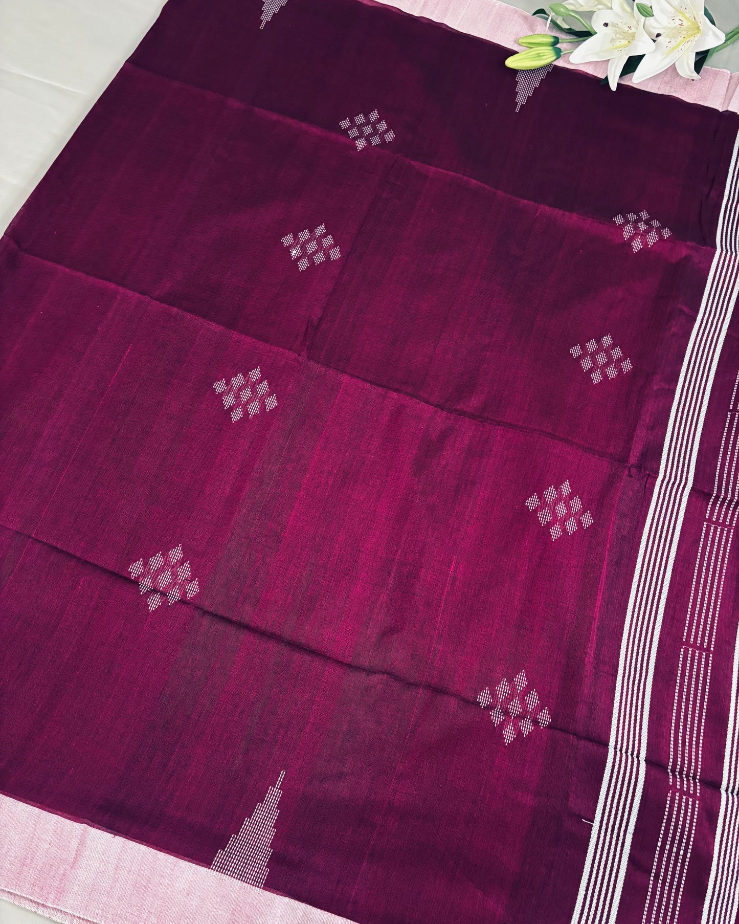 Royal Plum Woven Cotton Saree
