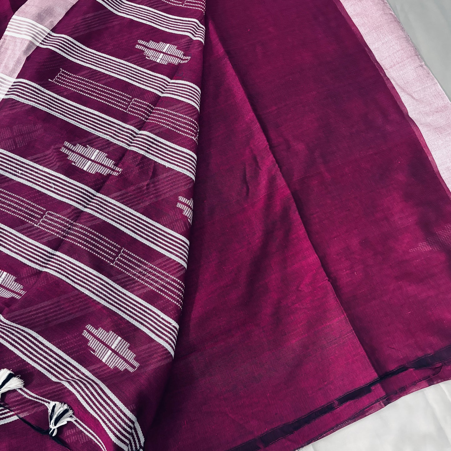 Royal Plum Woven Cotton Saree