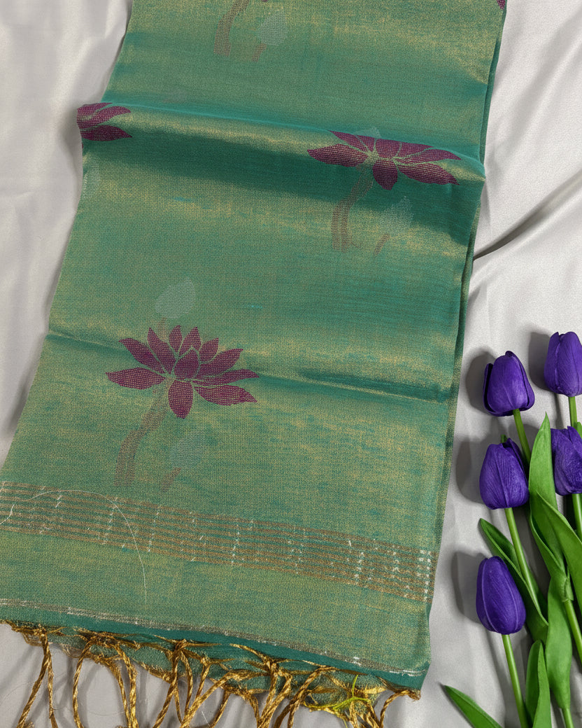 Sage Aura Tisssue Linen Saree
