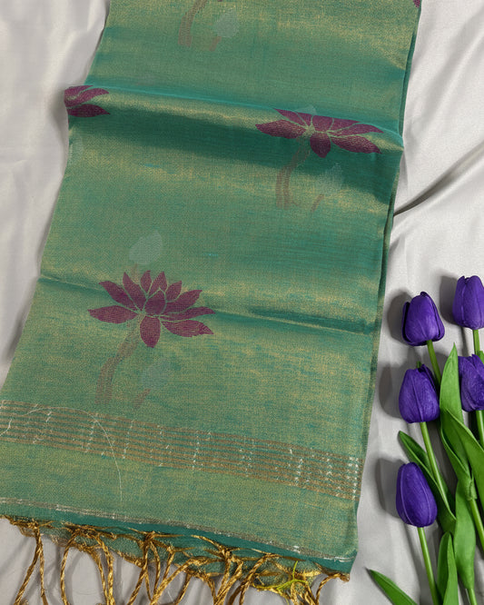 Sage Aura Tisssue Linen Saree